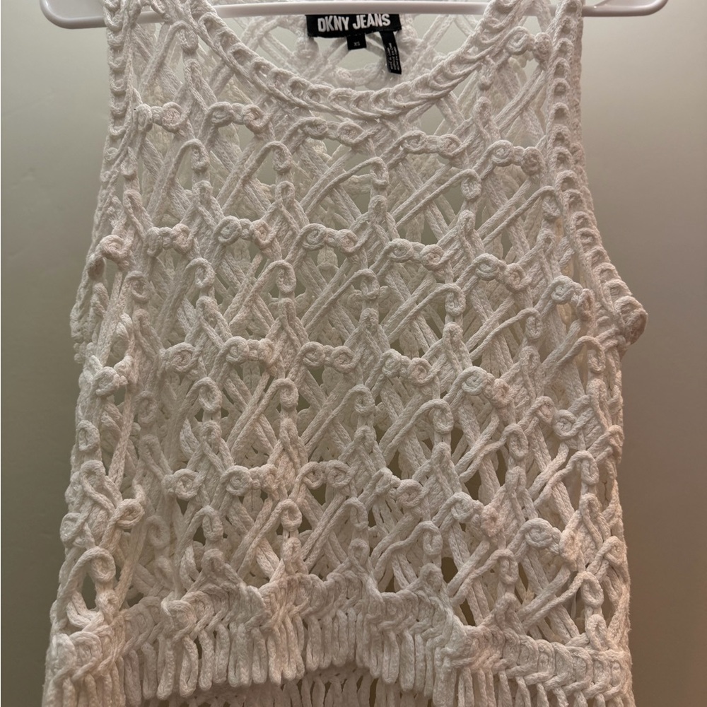 DKNY Women's White‎ Crochet Tank Top